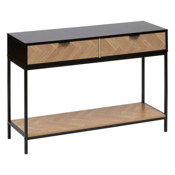 Console 2 tiroirs Chevrons MDF noir 5five - Le Dépôt Bailleul