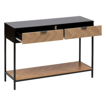 Console 2 tiroirs Chevrons MDF noir 5five - Le Dépôt Bailleul