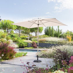 Parasol mat central 2x3 m Loompa argile / blé Hespéride - Le Dépôt Bailleul