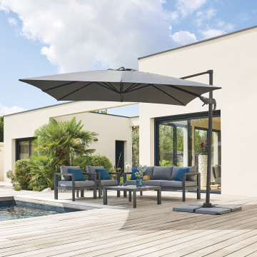 Parasol déporté 3 x 3 m Cayo ardoise Hespéride - Le Dépôt Bailleul