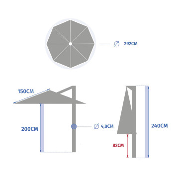 Parasol décentré rond Manoa ambre Hespéride - Le Dépôt Bailleul