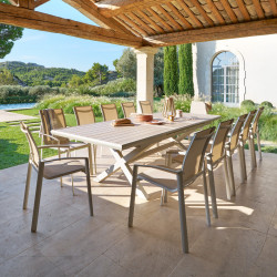 Table extérieure extensible 12p. Axiome effet bois et argile Hespéride - Le Dépôt Bailleul