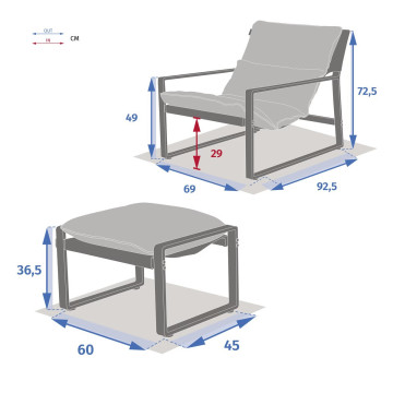 Fauteuil relax Lambinio avec pouf gris clair/blanc Hespéride - Le Dépôt Bailleul