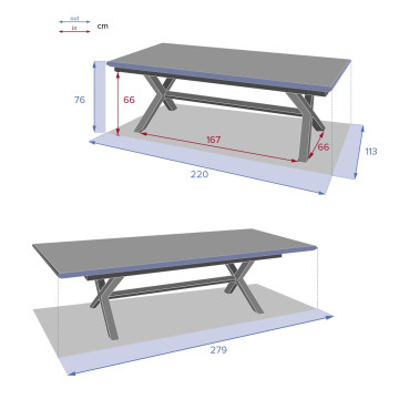 Table extérieure extensible 10p. Axiome effet bois et graphite Hespéride - Le Dépôt Bailleul