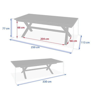 Table extérieure extensible 12p. Axiome effet bois et graphite Hespéride - Le Dépôt Bailleul