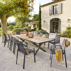 Table extérieure extensible 12p. Axiome effet bois et graphite Hespéride - Le Dépôt Bailleul