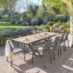 Table extérieure extensible 10p. Axiome effet bois et graphite Hespéride - Le Dépôt Bailleul