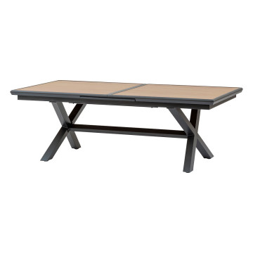 Table extérieure extensible 10p. Axiome effet bois et graphite Hespéride - Le Dépôt Bailleul