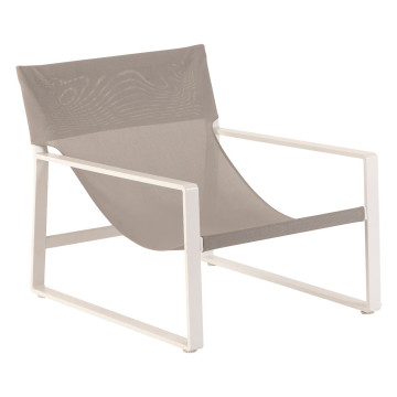 Fauteuil relax Lambinio avec pouf gris clair/blanc Hespéride - Le Dépôt Bailleul