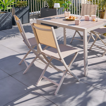 Chaise pliante extérieur Essentia lin/argile Hespéride - Le Dépôt Bailleul