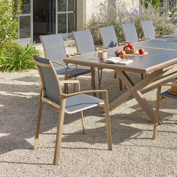 Fauteuil extérieur Axant poivre/imprimé honey Hespéride - Le Dépôt Bailleul