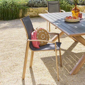 Fauteuil extérieur Axant poivre/imprimé honey Hespéride - Le Dépôt Bailleul