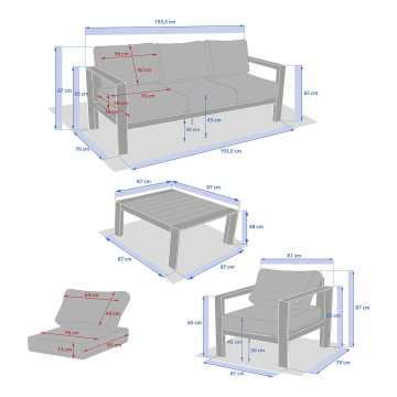 Salon extérieur 5 places Evasion graphite / honey Hespéride - Le Dépôt Bailleul