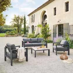 Salon extérieur 5 places Evasion graphite / honey Hespéride - Le Dépôt Bailleul
