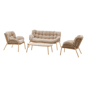 Salon de jardin 5 places Meloane taupe Hespéride - Le Dépôt Bailleul