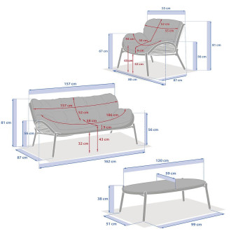 Salon de jardin 5 places Meloane taupe Hespéride - Le Dépôt Bailleul