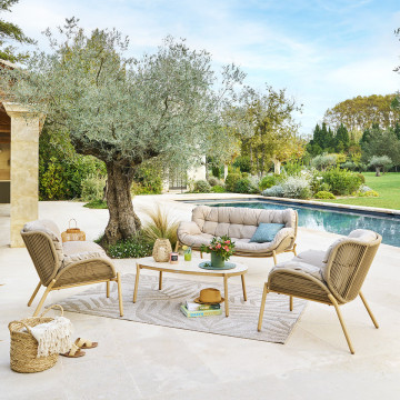 Salon de jardin 5 places Meloane taupe Hespéride - Le Dépôt Bailleul