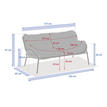 Canapé de jardin 2 places Meloane taupe Hespéride - Le Dépôt Bailleul