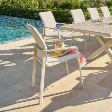 Fauteuil repas extérieur Diese ivoire/argile Hespéride - Le Dépôt Bailleul