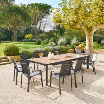 Table de jardin extensible 14p. Evasion honey et graphite Hespéride - Le Dépôt Bailleul