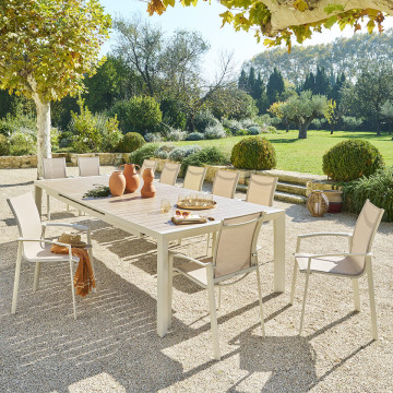 Table de jardin extensible 14p. Evasion lin et argile Hespéride - Le Dépôt Bailleul