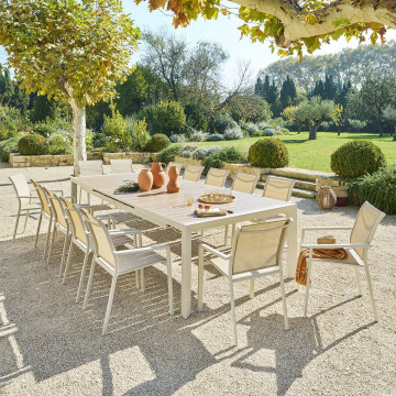 Table de jardin extensible 14p. Evasion lin et argile Hespéride - Le Dépôt Bailleul