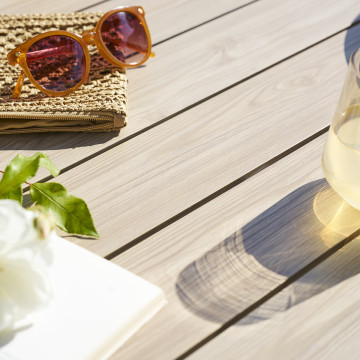 Table de jardin extensible 14p. Evasion lin et argile Hespéride - Le Dépôt Bailleul