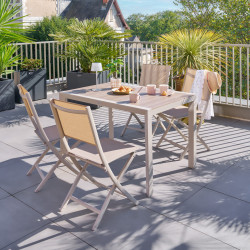 Table fixe carrée 4p Evasion lin/argile Hespéride - Le Dépôt Bailleul