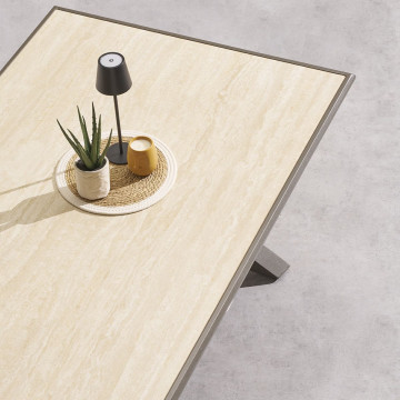 Table extérieure fixe Axiome 8p. pierre vanille/praline Hespéride - Le Dépôt Bailleul