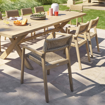 Fauteuil repas empilable Temeira rotin et acacia Hespéride - Le Dépôt Bailleul