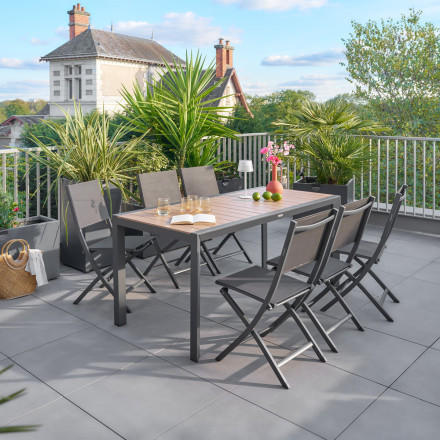 Table fixe 6p Evasion honey/graphite Hespéride - Le Dépôt Bailleul