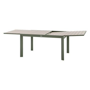 Table extensible 10 places Evasion effet bois lin/laurier Hespéride - Le Dépôt Bailleul