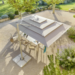 Parasol 4x3 m Melhia multi toiles oléfine lin/argile Hespéride - Le Dépôt Bailleul