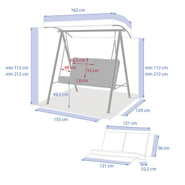 Balancelle Baroe 2 places effet bois / lin Hespéride - Le Dépôt Bailleul