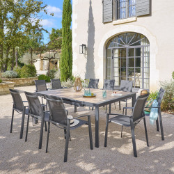 Table de jardin extensible carrée Evasion honey / graphite Hespéride - Le Dépôt Bailleul