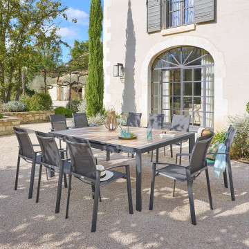 Table de jardin extensible carrée Evasion honey / graphite Hespéride - Le Dépôt Bailleul
