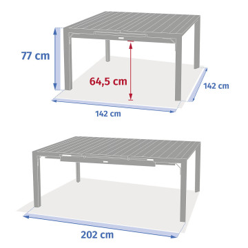 Table de jardin extensible carrée Evasion honey / graphite Hespéride - Le Dépôt Bailleul