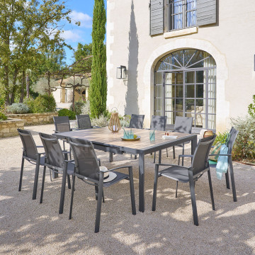 Table de jardin extensible carrée Evasion honey / graphite Hespéride - Le Dépôt Bailleul