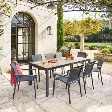 Table fixe 8p Evasion honey/graphite Hespéride - Le Dépôt Bailleul