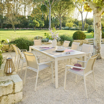 Table fixe 8p Evasion lin/argile Hespéride - Le Dépôt Bailleul