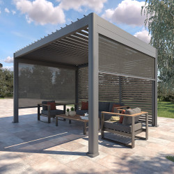 Pergola bioclimatique 4x3 m Evora graphite Hespéride - Le Dépôt Bailleul
