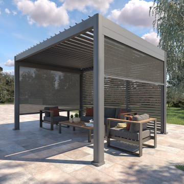 Pergola bioclimatique 4x3 m Evora graphite Hespéride - Le Dépôt Bailleul
