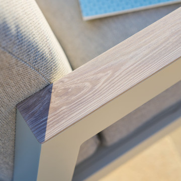 Salon de jardin 5 places Axiome beige et argile Hespéride - Le Dépôt Bailleul