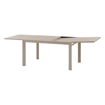 Table extensible 10 places Evasion effet bois lin/argile Hespéride - Le Dépôt Bailleul