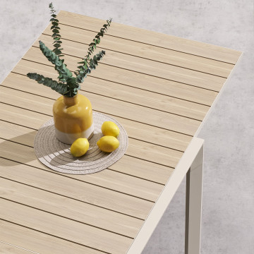 Table extensible 10 places Evasion effet bois lin/argile Hespéride - Le Dépôt Bailleul