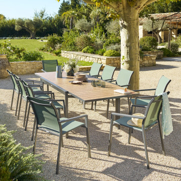 Table extensible 10 places Evasion effet bois honey/graphite Hespéride - Le Dépôt Bailleul