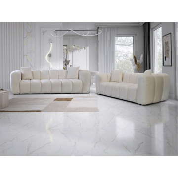 Canapé 3 places velours beige Cleo - Le Dépôt Bailleul
