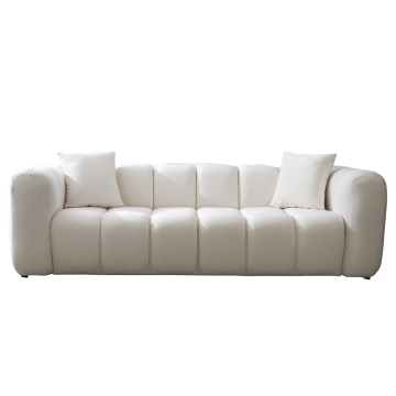 Canapé 3 places velours beige Cleo - Le Dépôt Bailleul