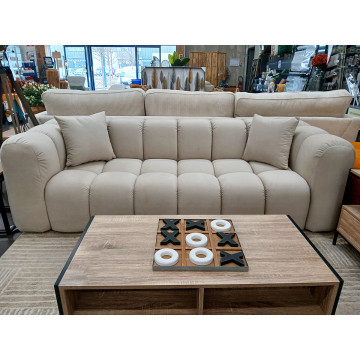 Canapé 3 places velours beige Cleo - Le Dépôt Bailleul