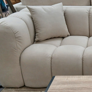 Canapé 3 places velours beige Cleo - Le Dépôt Bailleul